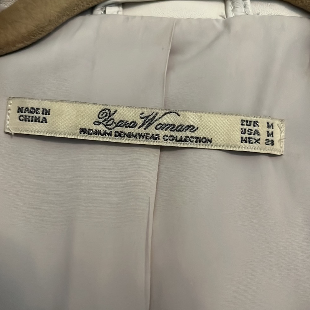 Zara Cream Studded Lambskin Moto Jacket EUC Size Medium - Picture 2 of 5